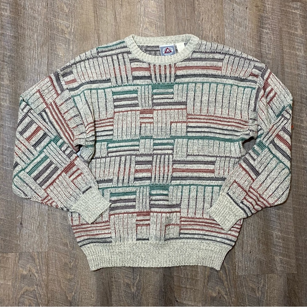 Vintage‎ Grandapa Stripe Block Knit Sweater Size L
